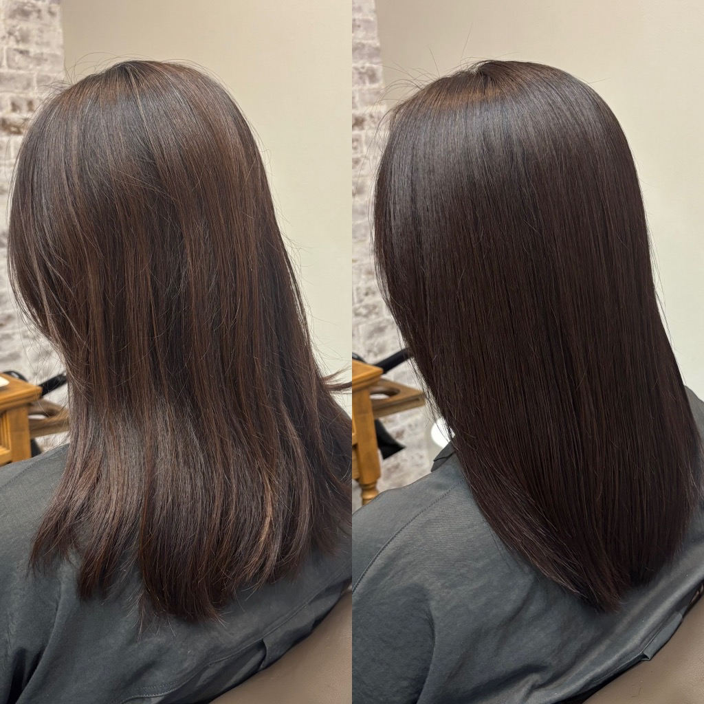 つくば市髪質改善美容室Re:more hair&spaの髪質改善縮毛矯正、メテオストレー極上の艶髪に！